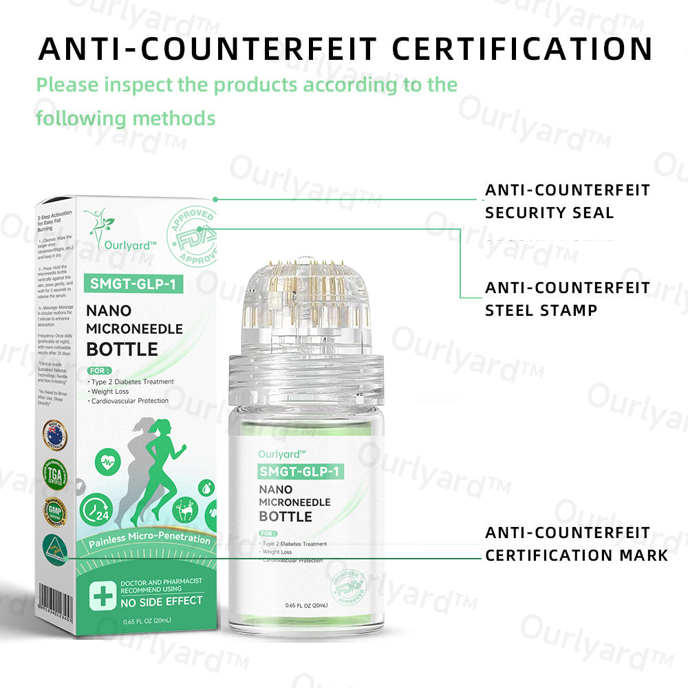 💧☘️Ourlyard™ SMGT-GLP-1 Nano-Microneedle Bottle （Zero Pain, 24/7 Release | Lose 20lbs FAST | 90% Sugar Drop | ）