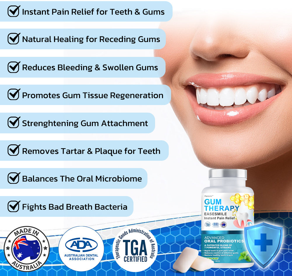 Furzero™ EaseSmile Gums Therapy & Pain Relief Probiotics Bee Venom Chicles 60PCS