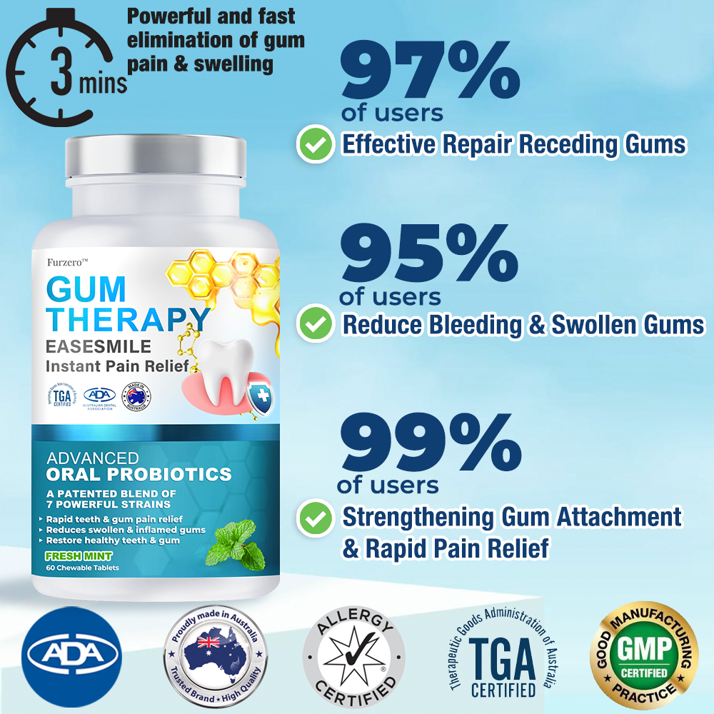 Furzero™ EaseSmile Gums Therapy & Pain Relief Probiotics Bee Venom Chicles 60PCS